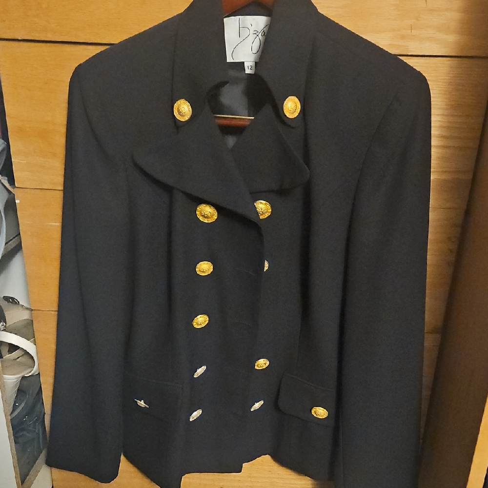 Chic Black Blazer with Gold Accents